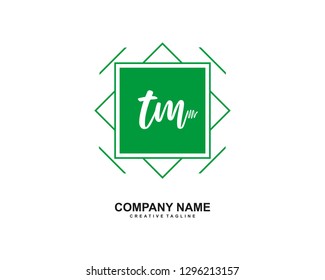 TM Initial Handwriting Logo Template Vector