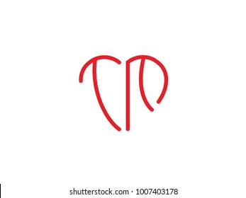 TM initial heart shape red colored logo