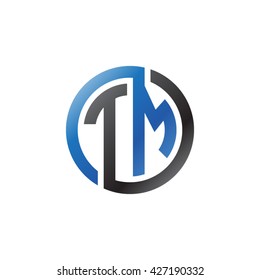 TM initial letters looping linked circle logo blue black