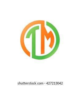 TM initial letters looping linked circle logo orange green