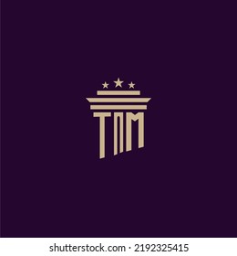 TM initial monogram logo design for lawfirm lawyers with pillar vector image