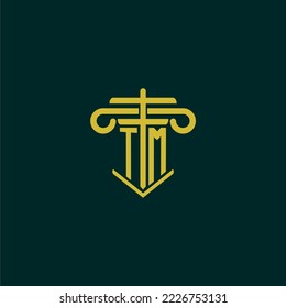 TM initial monogram logo design for law firm with pillar vector image