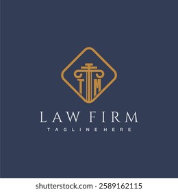 TM initial monogram logo for lawfirm with pillar in creative square design