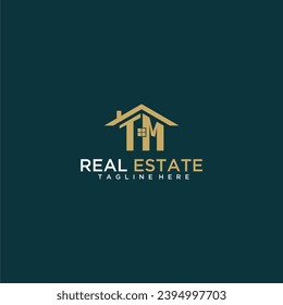 TM initial monogram logo for real estate with home shape creative design