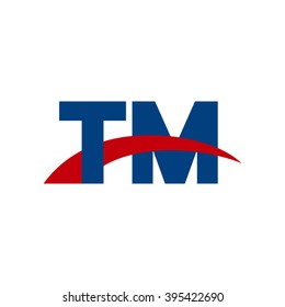 TM initial overlapping swoosh letter logo blue red