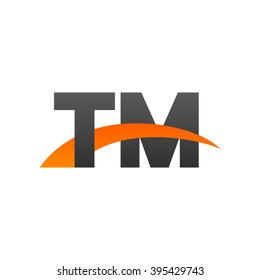 TM initial overlapping swoosh letter logo black orange