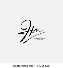 Logo de la firma inicial de TM. Vector monográfico manuscrito
