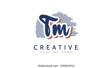 TM Initials, handwriting logo vector