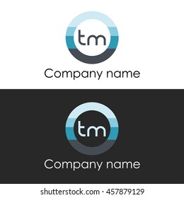 TM letter circle shape icon logo white blue
