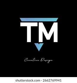 Logotipo Carta TM em triângulo - Monograma de gradiente moderno para branding e design de identidade