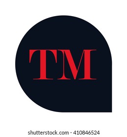 TM Letters red , Abstract black background logo, Design identity in shape, Alphabet letter