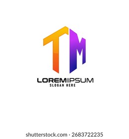 "TM"-Buchstaben, die Kreativität und Innovation symbolisieren und perfekt für technische, Medien-, Geschäfts- oder moderne Marken geeignet sind. Sauberes und dynamisches Design