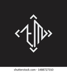 TM Logo Abstrac letter Monogram with Arrow in every side isolated on black background