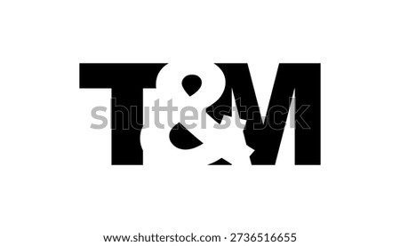 TM logo design in bold style. Black white identity symbol. Modern typography emblem. Corporate branding icon. Minimal business template.