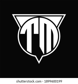 TM Logo monogram with circle shape and half triangle rounded on black background