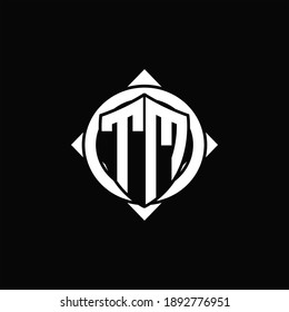 TM Logo monogram isolated circle rounded with compass shape on black background