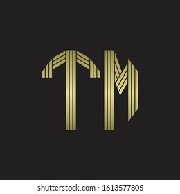 TM Logo monogram outline style linked isolated with gold colors