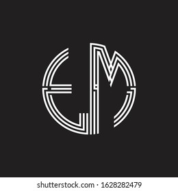 TM Logo monogram triple ribbon style line design template isolated on black background