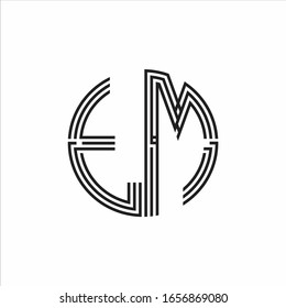 TM Logo monogram triple ribbon style line design template isolated on white background