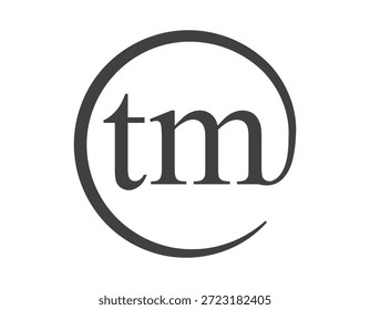 Logotipo de TM de dos letras con forma de círculo estilo de signo de correo electrónico. Logotipo T y M round de la empresa para la identidad de marca.