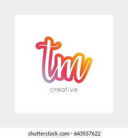 TM logo, vector. Useful as branding, app icon, alphabet combination, clip-art.