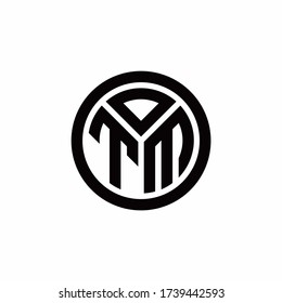 TM-Monogramm-Logo mit abgerundeter Umrissvorlage auf weißem Hintergrund