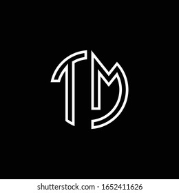 TM monogram logo circle ribbon style outline design template