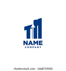 TM monogram logo with a negative space style arrow up design template