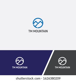 TM mountain logo, Mountain Letter MT Initial Logo Template, vector mountain and outdoor adventures logo