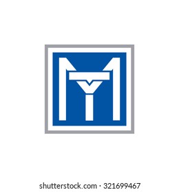 TM MT initial company, blue square frame