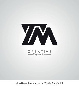 TM MT Letter Modern Artistic Alphabet Logo Design. Initial Based Vector Template.
