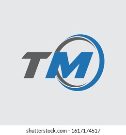TM, and round shape letter logo. Unique attractive creative modern