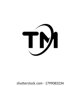 TM T M letter logo design. Initial letter TM linked circle uppercase monogram logo white color. TM logo, T M design. tm, t m 