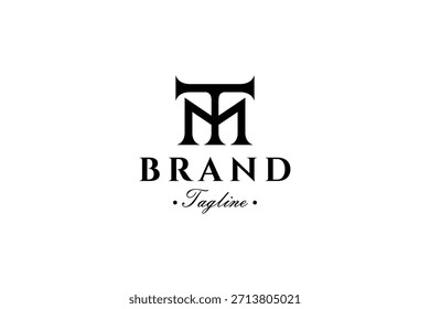 Logotipo del monograma de la letra de TM, T, M en estilo plano del diseño conveniente para la compañía, negocio, marca e identidad