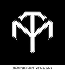 TM T M MT logo letter logotype icon font monogram, elegant classic vintage retro style black letter logo design with circle