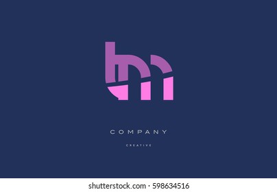 tm t m  pink blue pastel modern abstract alphabet company logo design vector icon template 
