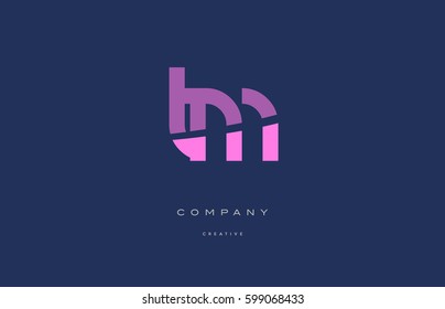 tm t m  pink blue pastel modern abstract alphabet company logo design vector icon template 