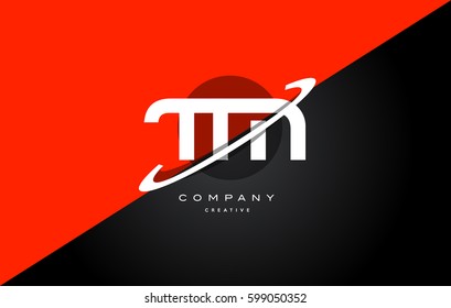 tm t m  red black white technology swoosh alphabet company letter logo design vector icon template 