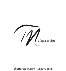 Tm tagline white initial letter logo vector template sign symbol icon