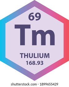 Tm Thulium Lanthanide Chemical Element Periodic Table. Hexagon vector illustration, colorful Hexagon clean style Icon with molar mass and atomic number for Lab, science or chemistry education.