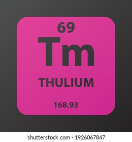 Tm Thulium Lanthanide Chemical Element Vektorgrafik, mit Atomnummer und Masse. Einfaches Farbverlauf-Flachdesign für Bildung, Labor, Naturwissenschaftsklasse.
