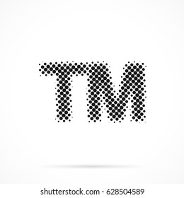 TM - Trade Mark sign in halftone. Dotted illustration isolated on a white background.
Vector illustration.