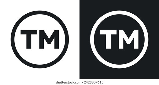 TM trademark icon designed in a line style on white background.
