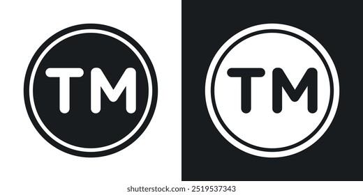 Iconos del icono de la Marca comercial del TM en estilo relleno blanco y negro