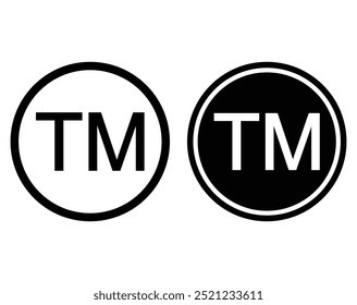 TM trademark icon mark in editable stroke and filled style	
