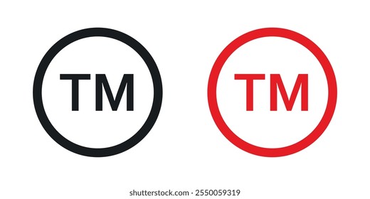 Conjunto de iconos de Marca comercial TM en versión negra y coloreada