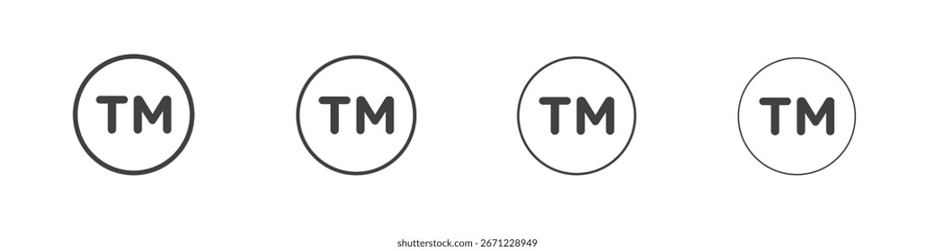 Icono de Marca comercial TM. Icono de línea delgada para el diseño y desarrollo de Sitios web, desarrollo App.