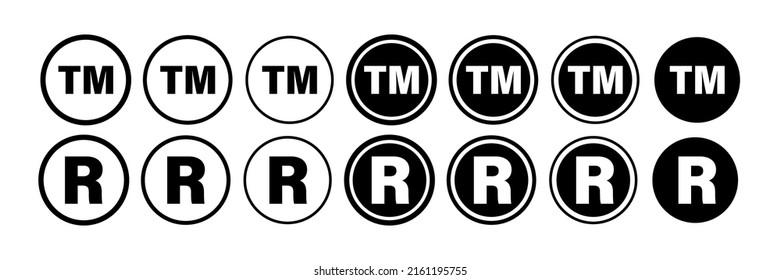 TM Trademark Line Icon Set.