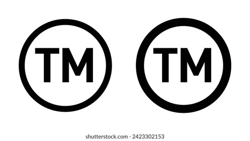 Conjunto de iluminación de vectores de marca comercial TM. Firma de promoción de marca legal adecuada para aplicaciones y estilo de diseño de interfaz de usuario de sitios web.