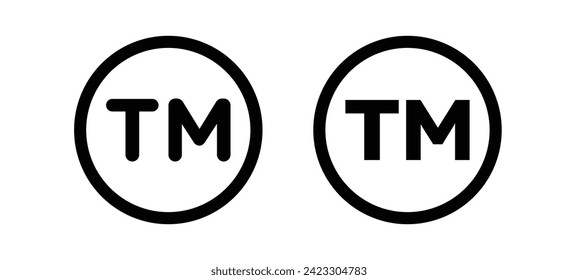 Ilustración de icono de línea vectorial de marca comercial de TM.